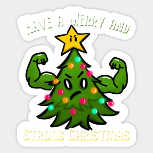 Christmas Tree with Muscles Strong Christmas for bodybuilder Sticker